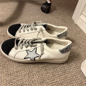 White and Black Star Sneakers